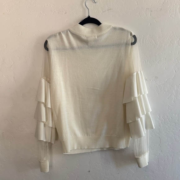 Jealous Tomato Cream Ruffle Sleeve Blouse - Picture 3 of 3